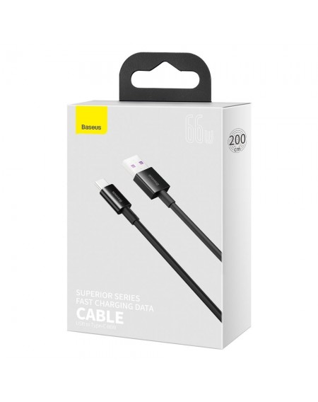 Baseus Superior USB cable - USB Type C 66 W (11 V / 6 A) Huawei SuperCharge SCP 2 m black (CATYS-A01)