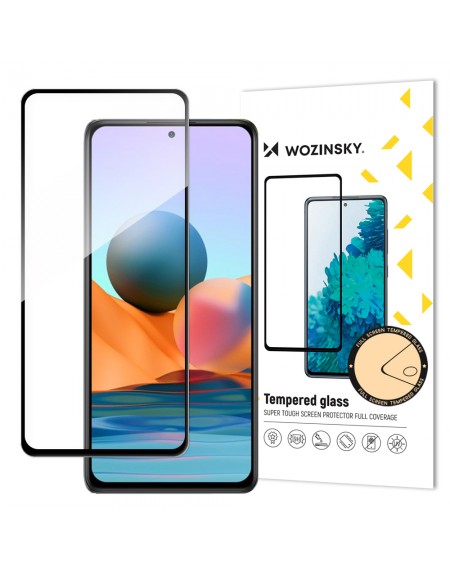 Wozinsky Tempered Glass Full Glue Super Tough Screen Protector Full Coveraged with Frame Case Friendly for Xiaomi Redmi Note 10 / Redmi Note 10S / Redmi Note 11 Global / Redmi Note 11S Global black