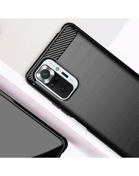 Carbon Case Flexible Cover Sleeve for Xiaomi Redmi Note 10 Pro black