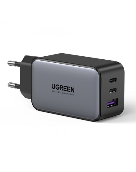 Ugreen gaN mains charger 2x USB Type C / 1x USB 65W Power Delivery grey (10335)