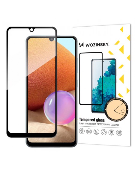 Wozinsky Tempered Glass Full Glue Super Tough Screen Protector Full Coveraged with Frame Case Friendly for Samsung Galaxy A32 4G black