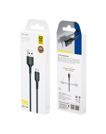 WK Design YouPin cable USB - micro USB 3A 1m black (WDC-136m)
