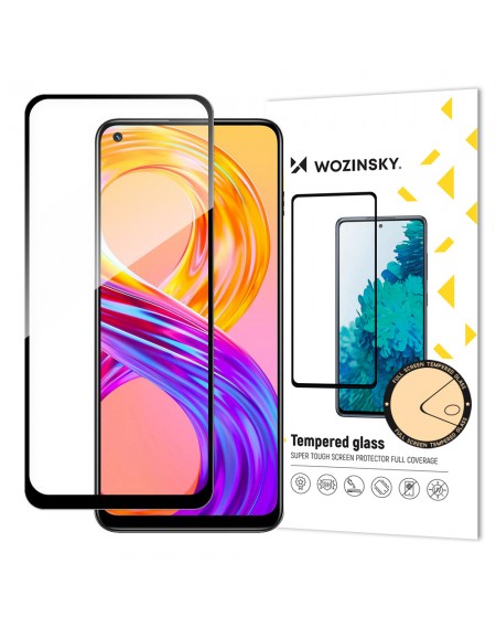 Wozinsky Tempered Glass Full Glue Super Tough Screen Protector Full Coveraged with Frame Case Friendly for Realme 8 Pro / Realme 8 black