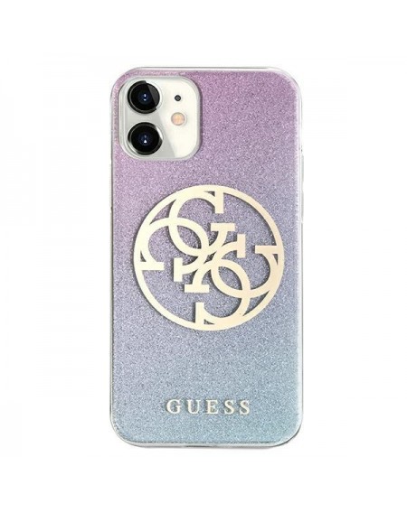 Guess GUHCP12SPCUGLBPG iPhone 12 mini 5,4" niebieski/blue hard case Glitter Gradient 4G Circle Logo