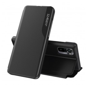 Eco Leather View Case elegant bookcase type case with kickstand for Xiaomi Redmi Note 10 / Redmi Note 10S black