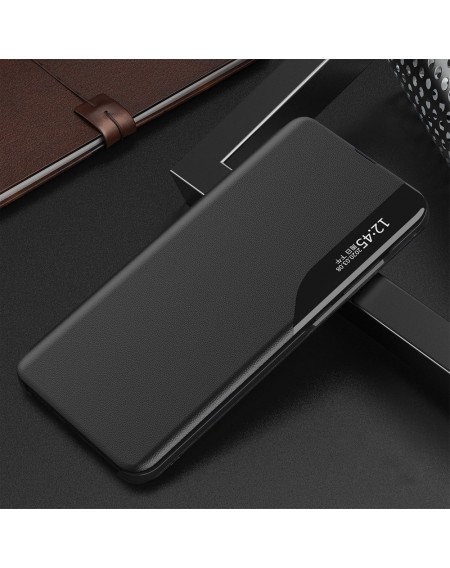 Eco Leather View Case elegant bookcase type case with kickstand for Xiaomi Redmi Note 10 / Redmi Note 10S black