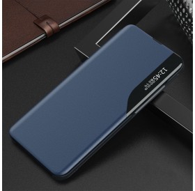 Eco Leather View Case elegant bookcase type case with kickstand for Xiaomi Redmi Note 10 / Redmi Note 10S blue