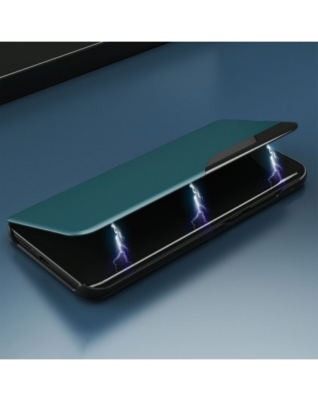 Eco Leather View Case elegant bookcase type case with kickstand for Xiaomi Redmi Note 10 / Redmi Note 10S blue
