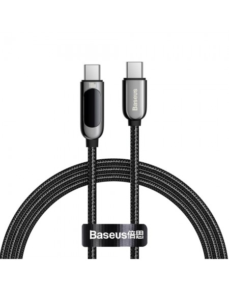 Baseus USB Type C - USB Type C cable 100 W (20 V / 5 A) 1 m Power Delivery with display screen power meter black (CATSK-B01)
