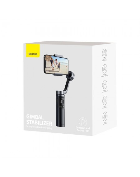 Baseus 3-Axis Smartphone Handheld Gimbal Stabilizer for photos and video recording iOS Android compatible Live Vlog YouTube TikTok streaming gray (SUYT-D0G)