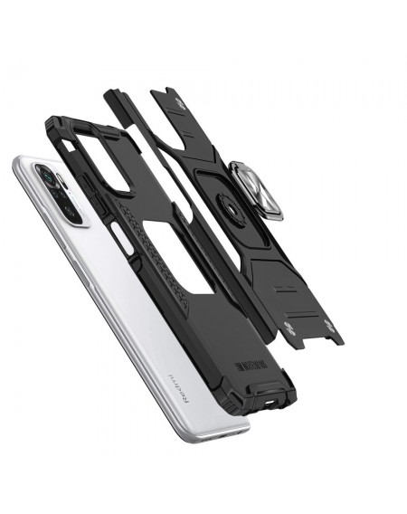 Wozinsky Ring Armor Case Kickstand Tough Rugged Cover for Xiaomi Redmi Note 10 / Redmi Note 10S black