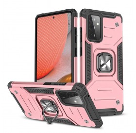 Wozinsky Ring Armor Case Kickstand Tough Rugged Cover for Samsung Galaxy A72 4G pink