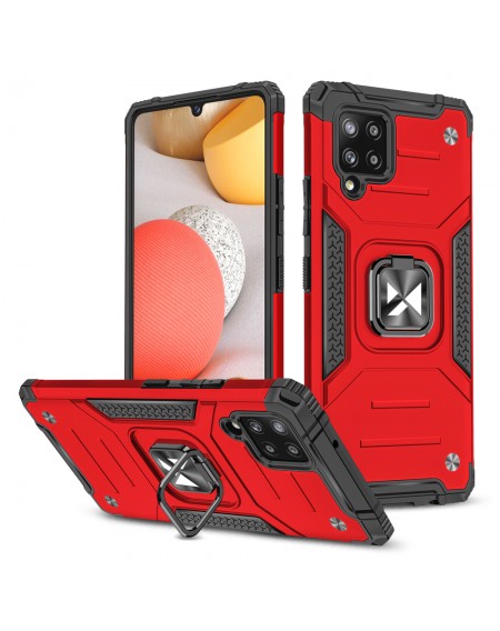 Wozinsky Ring Armor Case Kickstand Tough Rugged Cover for Samsung Galaxy A42 5G red
