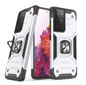 Wozinsky Ring Armor Case Kickstand Tough Rugged Cover for Samsung Galaxy S21 Ultra 5G silver