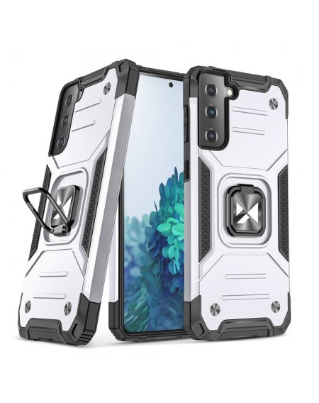 Wozinsky Ring Armor Case Kickstand Tough Rugged Cover for Samsung Galaxy S21+ 5G (S21 Plus 5G) silver