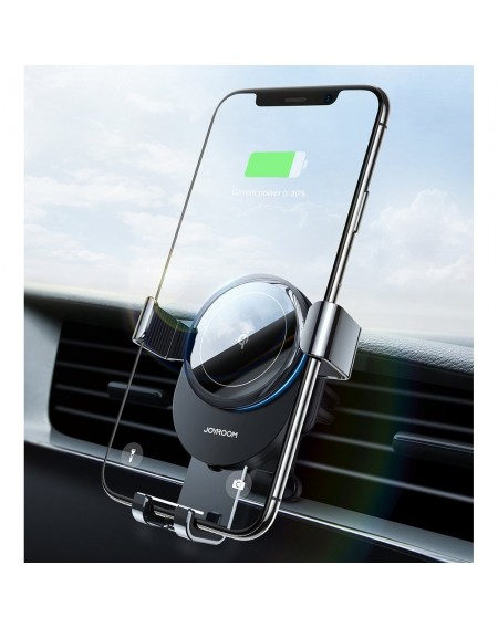 Joyroom Qi wireless 15 W car charger gravity phone holder (air vent) gray (JR-ZS212)