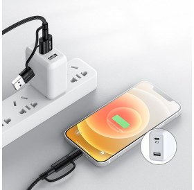 Joyroom 4in1 multifunction fast charging cable USB Type C / USB - USB Type C / Lithtning Quick Charge Power Delivery 3 A 60 W 1,2 m black (S-1230G3)