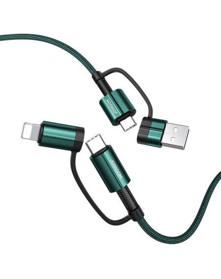 Joyroom 4in1 multifunction fast charging cable USB Type C / USB - USB Type C / Lithtning Quick Charge Power Delivery 3 A 60 W 1,8 m green (S-1830G3)