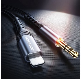 Joyroom AUX stereo audio cable 3.5 mm mini jack - Lightning for iPhone iPad 1 m black (SY-A02)