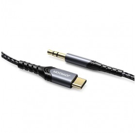 Joyroom AUX stereo audio cable 3.5 mm mini jack - USB Type C for tablet phone 1 m black (SY-A03)