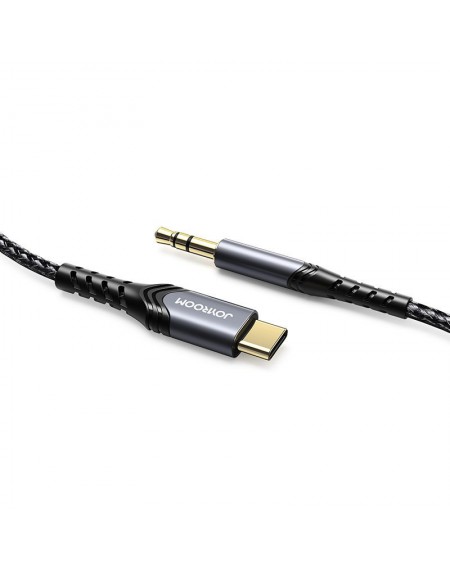 Joyroom AUX stereo audio cable 3.5 mm mini jack - USB Type C for tablet phone 1 m black (SY-A03)