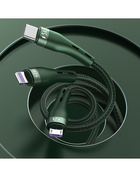 Proda Quark pro 3in1 USB cable - Lightning / USB Type C / micro USB 5A 1.2m black (PD-B59th)
