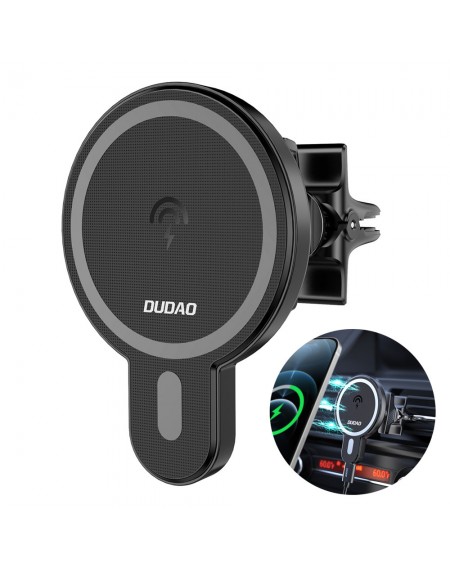 Dudao Magnetic Car Holder Inductive Qi Charger 15W (MagSafe Compatible) Black (F13)