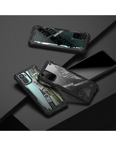 Ringke Fusion X Design durable PC Case with TPU Bumper for Xiaomi Redmi Note 10 / Redmi Note 10S black (Cross) (XDXI0030)