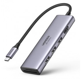 Ugreen multi-functional HUB USB Type C - 3x USB 3.2 Gen 1 / HDMI 4K 60Hz / SD and TF card reader gray (60383 CM511)