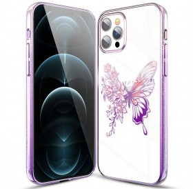 Kingxbar Butterfly Series shiny case decorated with original Swarovski crystals iPhone 12 Pro Max pink