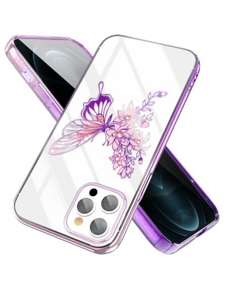 Kingxbar Butterfly Series shiny case decorated with original Swarovski crystals iPhone 12 Pro Max pink