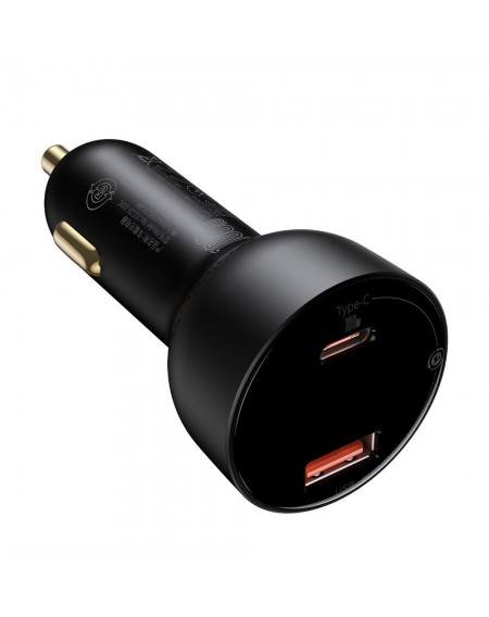 Baseus Superme szybka ładowarka samochodowa USB / USB Typ C 100W PPS Quick Charge Power Delivery czarny (CCZX-01)