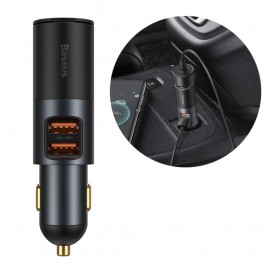 Baseus Share Together car charger 2x USB / cigarette lighter socket 120W Quick Charge Power Delivery gray (CCBT-D0G)