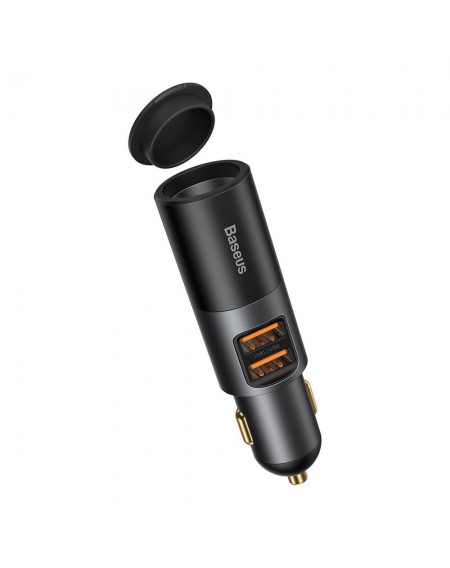 Baseus Share Together car charger 2x USB / cigarette lighter socket 120W Quick Charge Power Delivery gray (CCBT-D0G)
