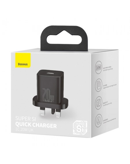 Baseus Super Si 1C fast wall charger USB Type C 20W UK Power Delivery black (CCSUP-K01)