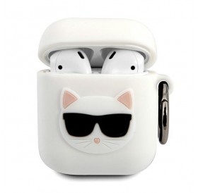 Karl Lagerfeld KLACA2SILCHWH AirPods cover biały/white Silicone Choupette