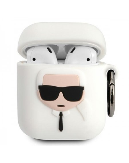 Karl Lagerfeld KLACCSILKHWH AirPods cover biały/white Silicone Ikonik