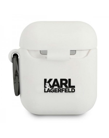 Karl Lagerfeld KLACCSILKHWH AirPods cover biały/white Silicone Ikonik