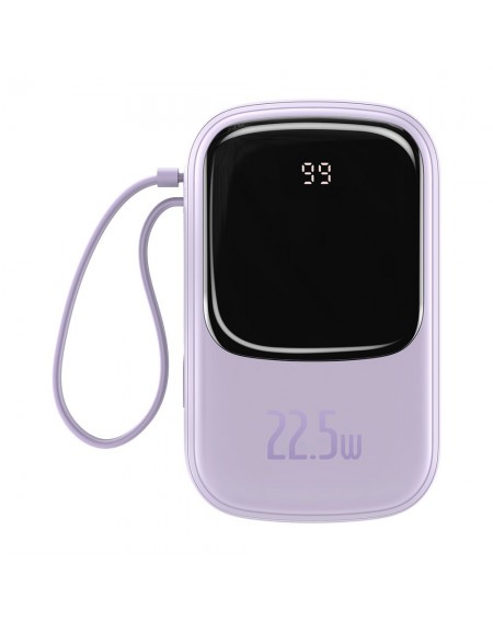 Baseus Qpow powerbank 20000mAh USB / USB Type C / built-in USB cable Type C 22.5W Quick Charge SCP AFC FCP purple (PPQD-I05)