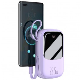 Baseus Qpow powerbank 20000mAh USB / USB Type C / built-in USB cable Type C 22.5W Quick Charge SCP AFC FCP purple (PPQD-I05)