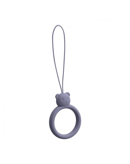 A silicone lanyard for a phone bear ring on a finger gray-blue