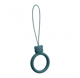 A silicone lanyard for a phone bear ring on a finger green