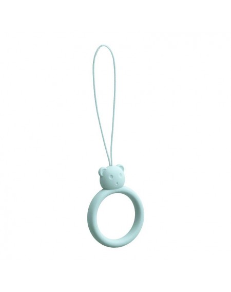 A silicone lanyard for a phone bear ring on a finger skyblue