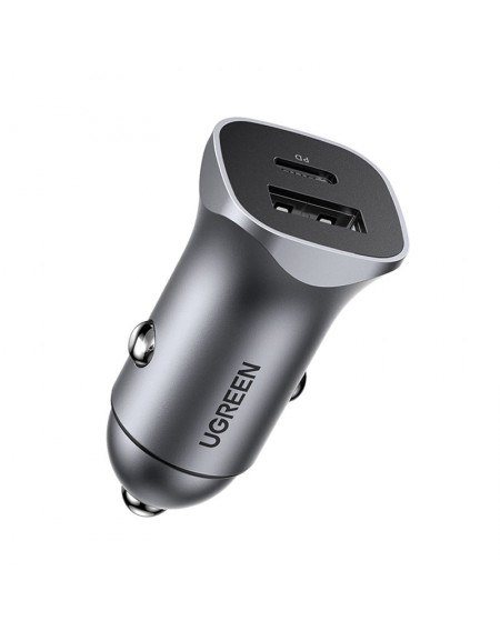 Ugreen car charger USB Type C / USB 24W Power Delivery Quick Charge gray (30780)