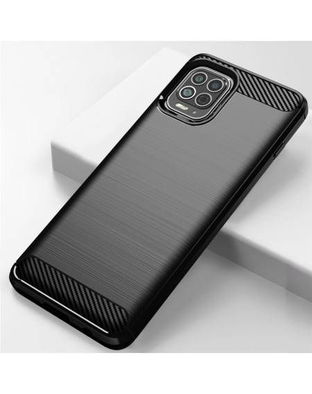 Carbon Case Flexible Cover TPU Case for Motorola Moto G100 / Edge S black