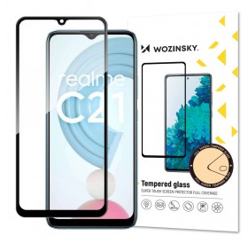 Wozinsky Tempered Glass Full Glue Super Tough Screen Protector Full Coveraged with Frame Case Friendly for Realme C21 black
