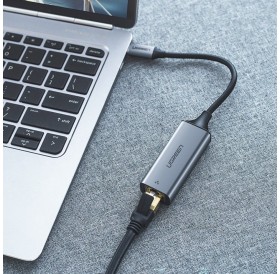 Ugreen external network adapter RJ45 - USB Type C (1000 Mbps / 1 Gbps) Gigabit Ethernet gray (CM199)
