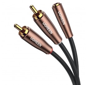 Ugreen cable audio cable 3.5 mm mini jack (female) - 2RCA (male) 1m brown (AV198 50130)