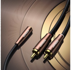 Ugreen cable audio cable 3.5 mm mini jack (female) - 2RCA (male) 2m brown (AV198 50131)