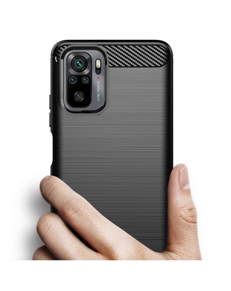 Carbon Case Flexible Cover TPU Case for Xiaomi Redmi Note 10 5G black